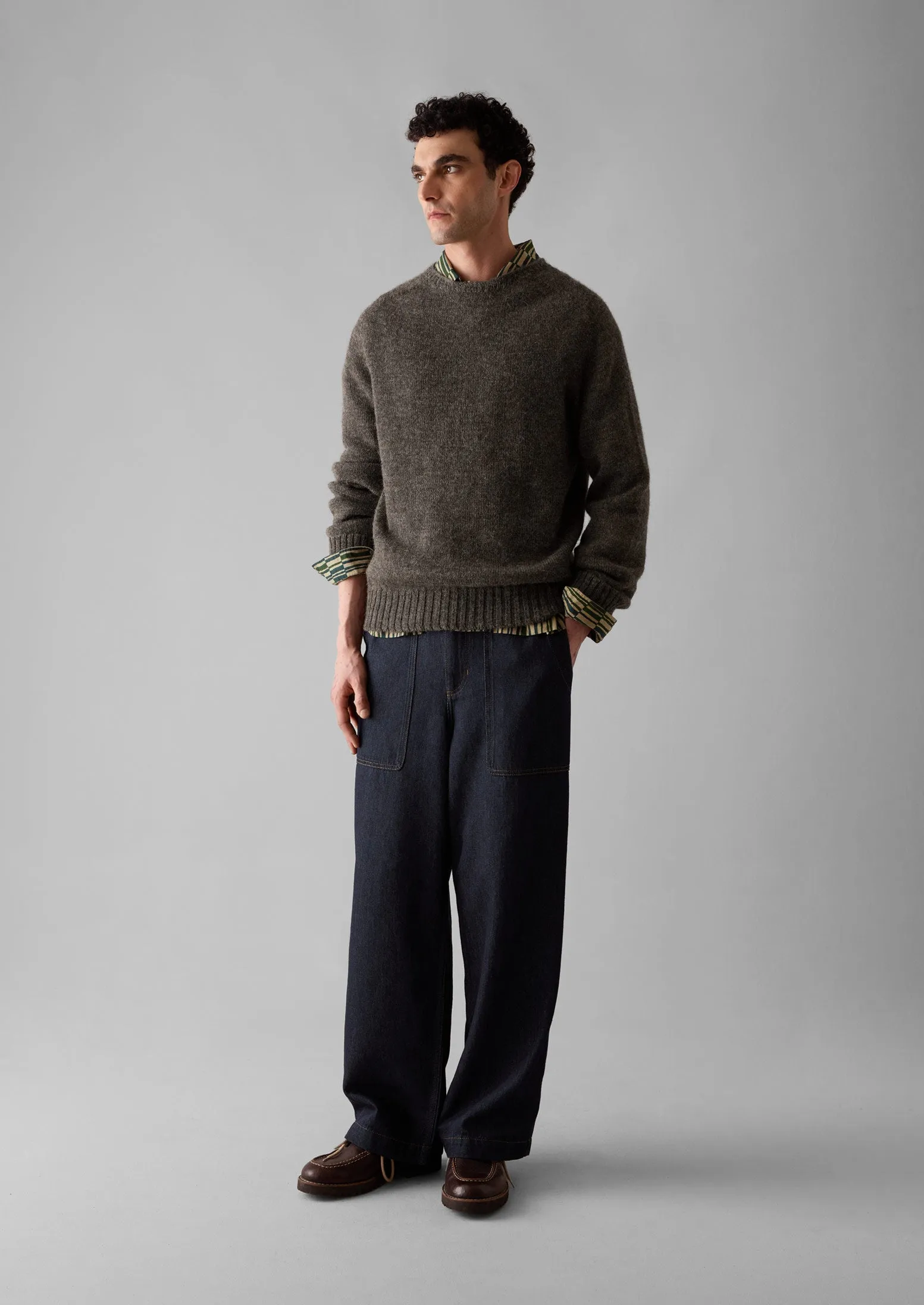 Seamless Shetland Wool Sweater | Grey