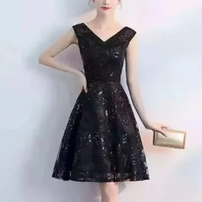 Sequins Flare Dress - Black