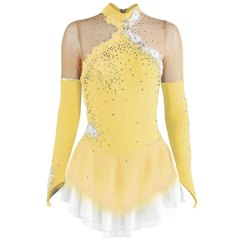 #SK0331-A WOMENS Figure Skating Dress- Long Sleeve- Competition Ice Skating Dress -Performance Dancewear With Rhinestone