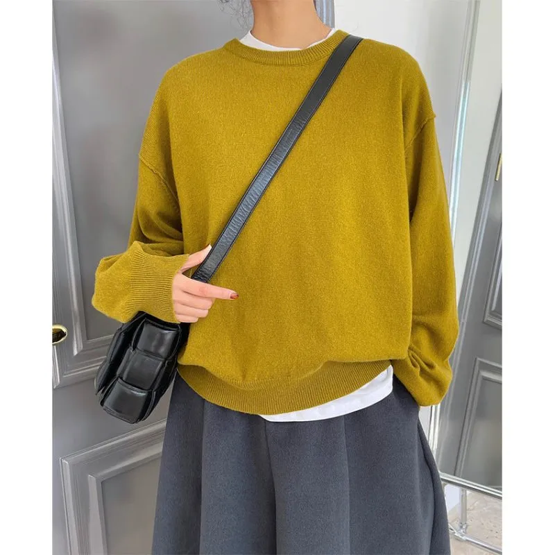 Spring new Korean hipster casual round collar dress sweater casual loose thin wool sweater concession