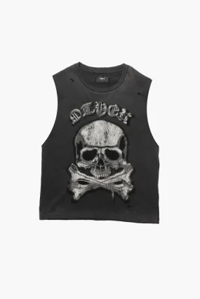 The Skull & Crossbones Vintage Tank | Heavy Relic Black