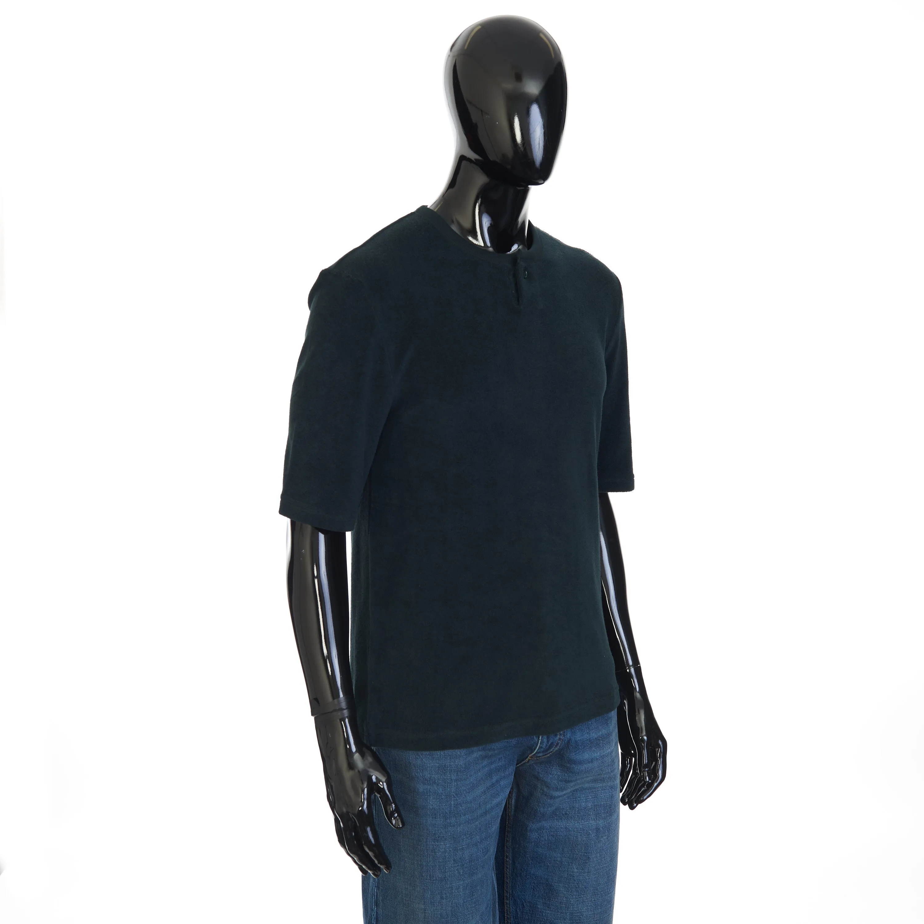 Towelling Jersey T-Shirt In Inkwell Green Cotton Blend