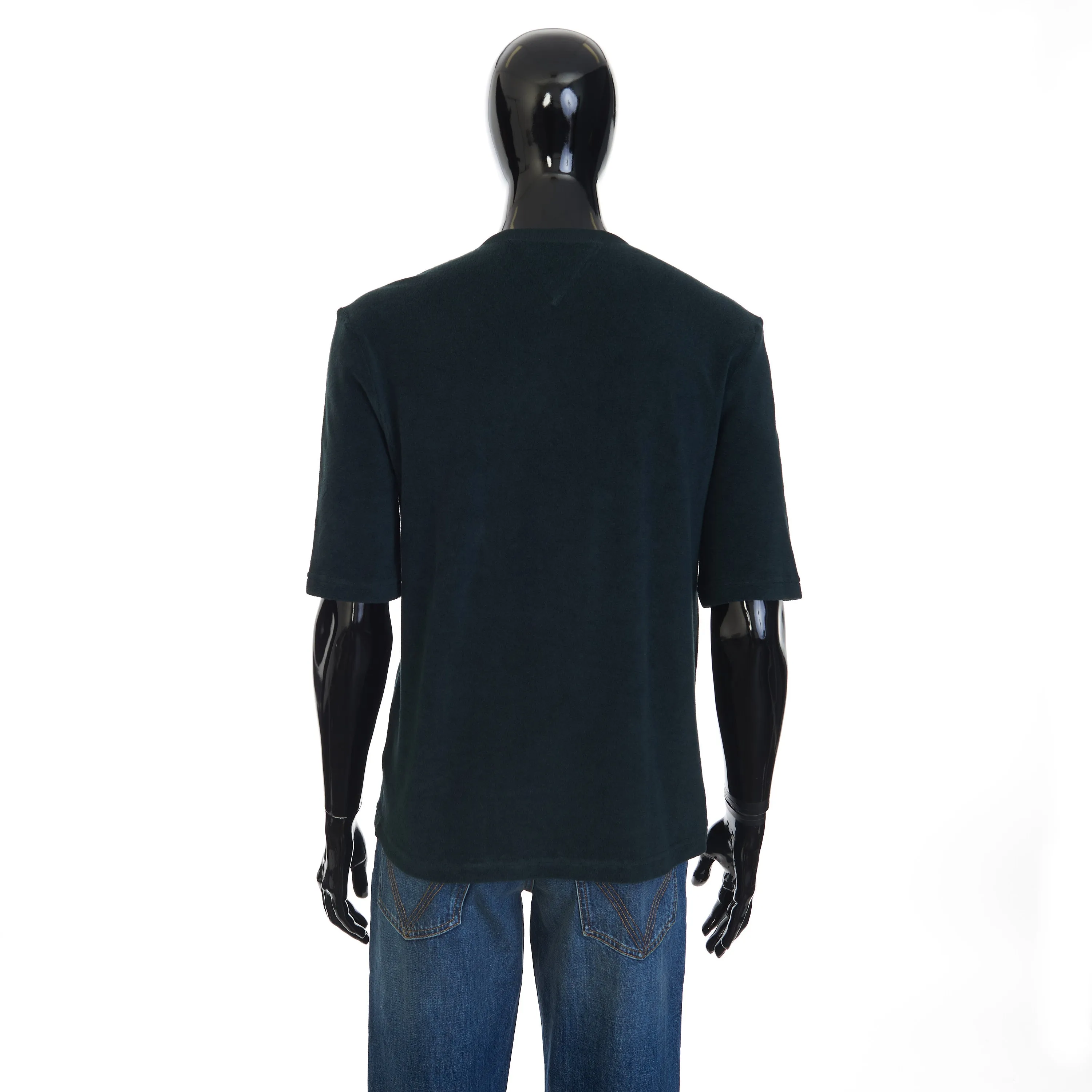 Towelling Jersey T-Shirt In Inkwell Green Cotton Blend