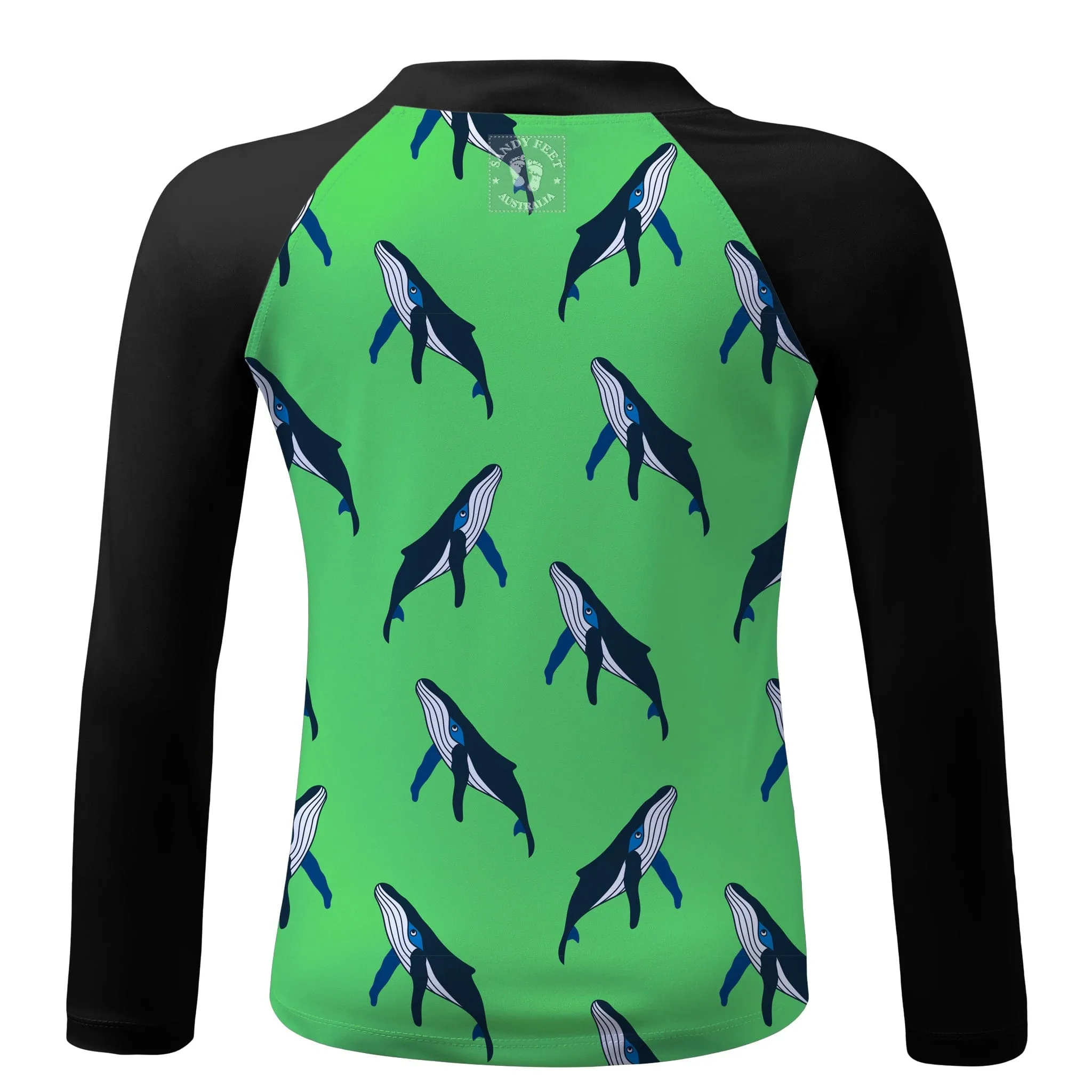 Whale Pod (Green) Long Sleeve Zip Rashie