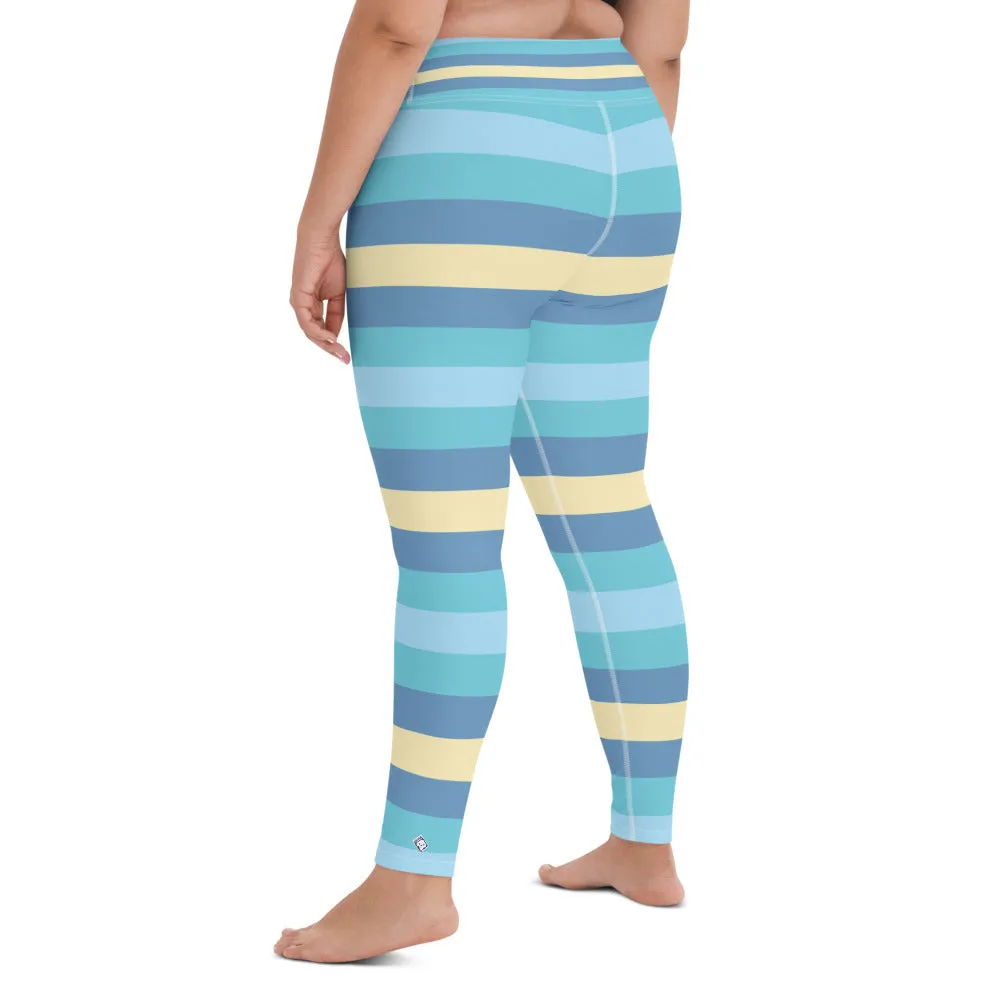 Women's High Waist Striped Jersey Shore Leggings Tights