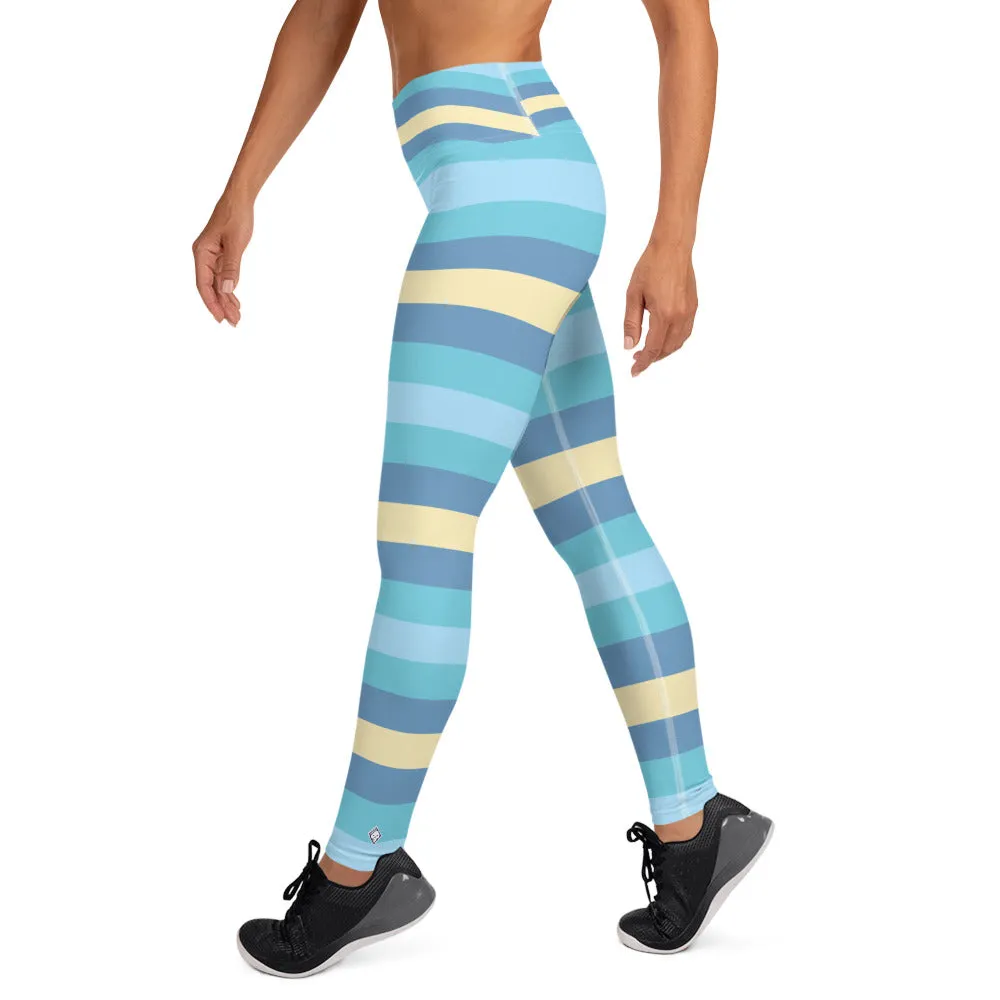 Women's High Waist Striped Jersey Shore Leggings Tights