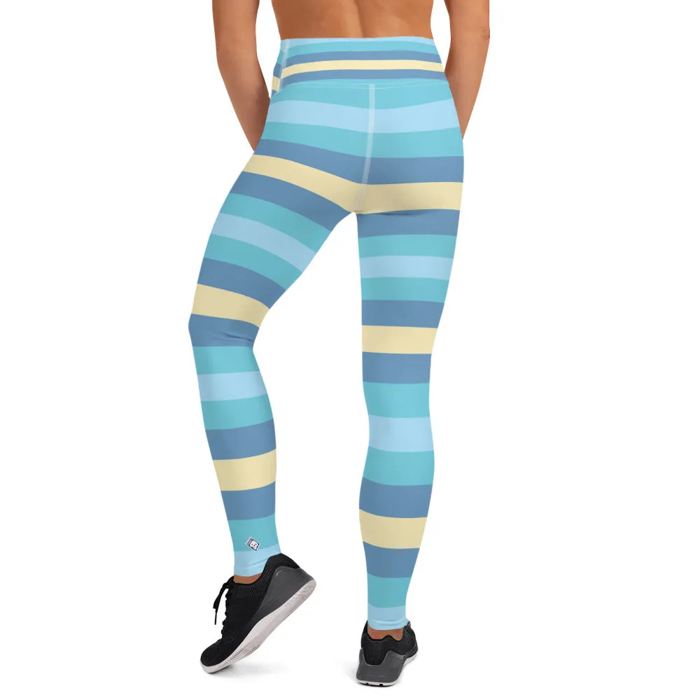 Women's High Waist Striped Jersey Shore Leggings Tights