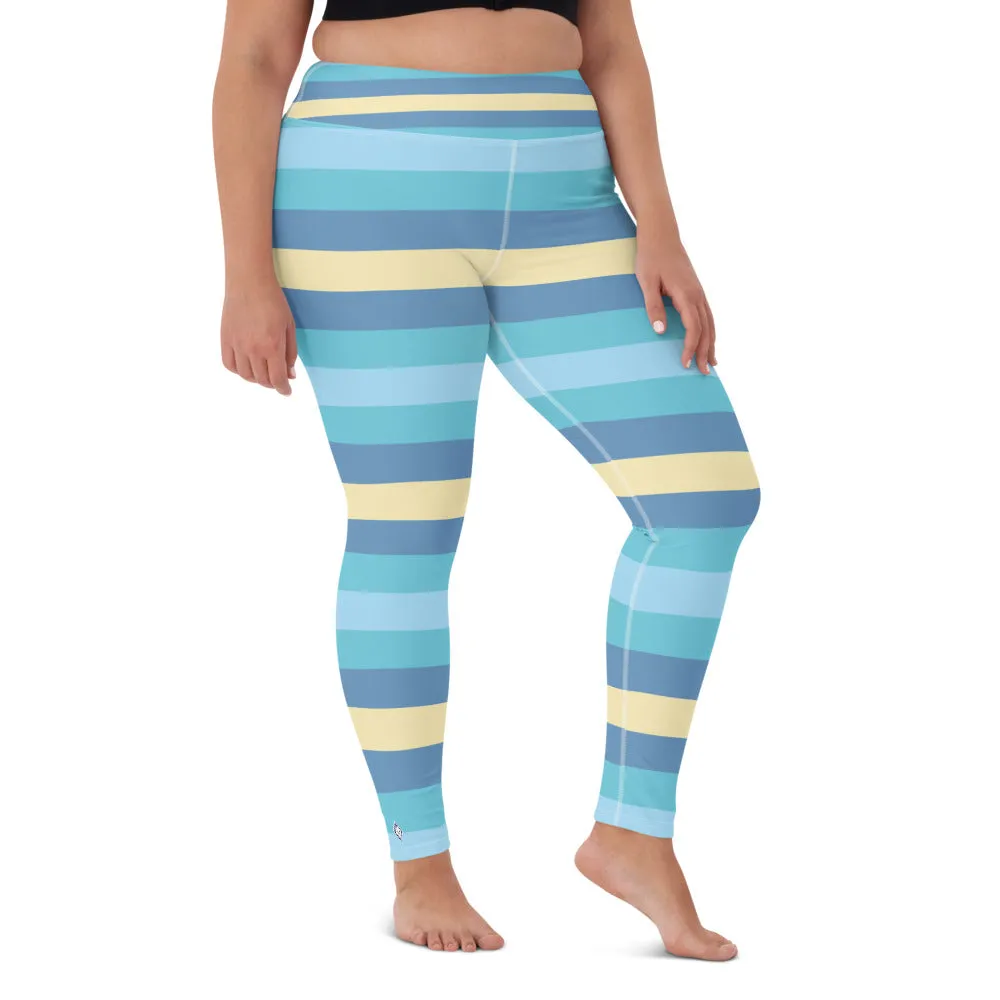 Women's High Waist Striped Jersey Shore Leggings Tights