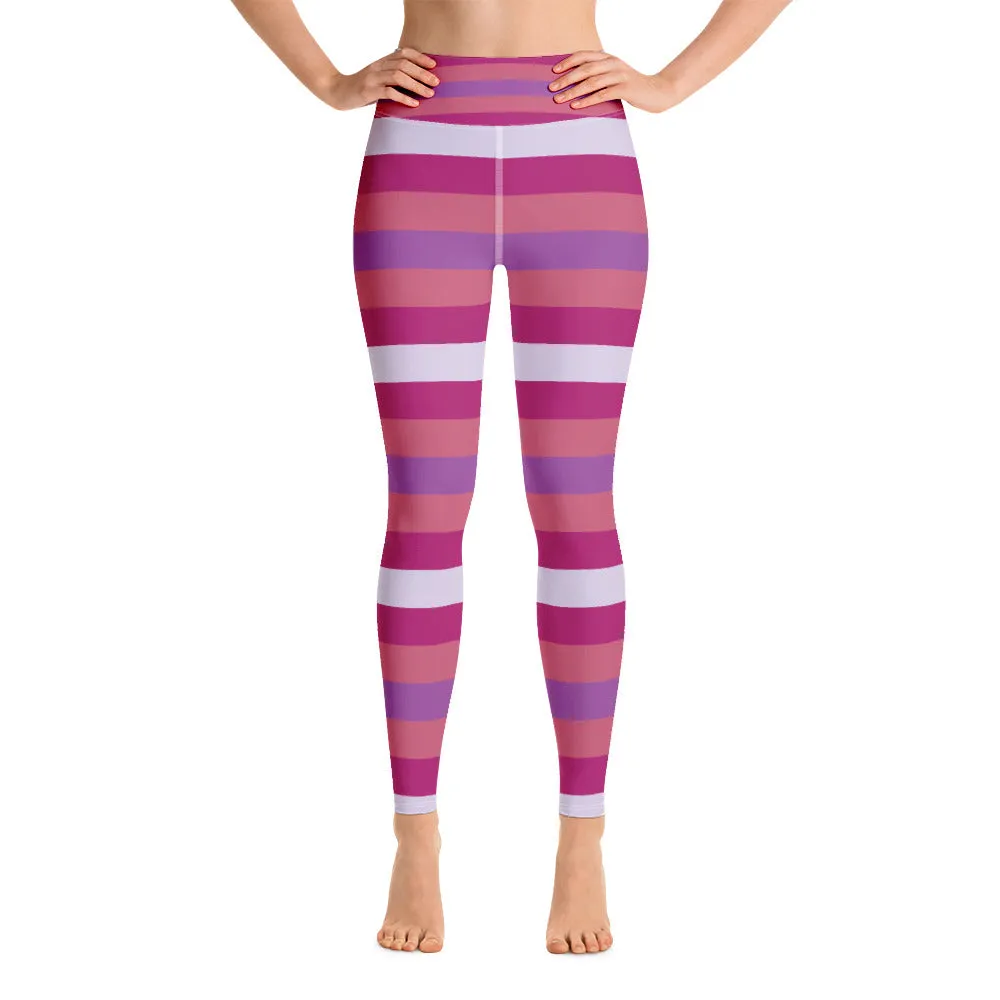 Women's High Waist Striped Mulberry Leggings Tights