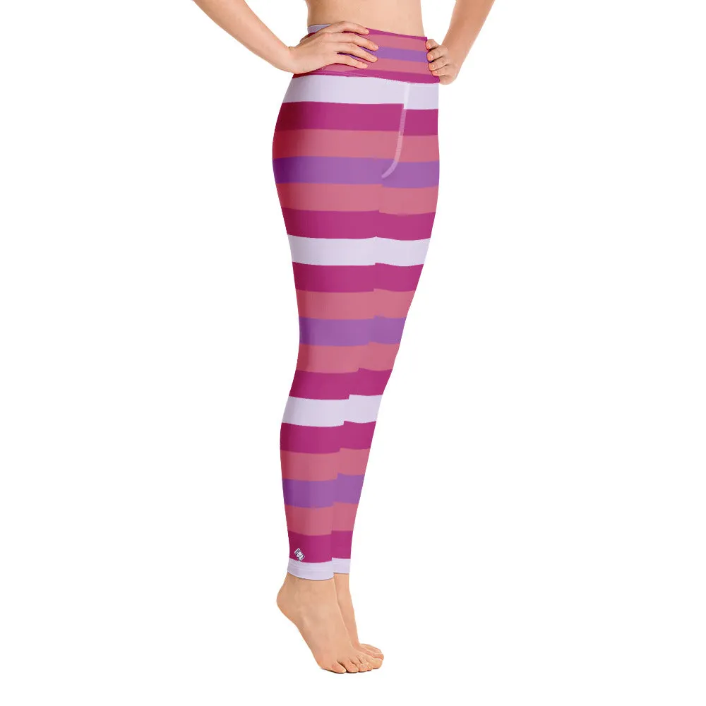 Women's High Waist Striped Mulberry Leggings Tights