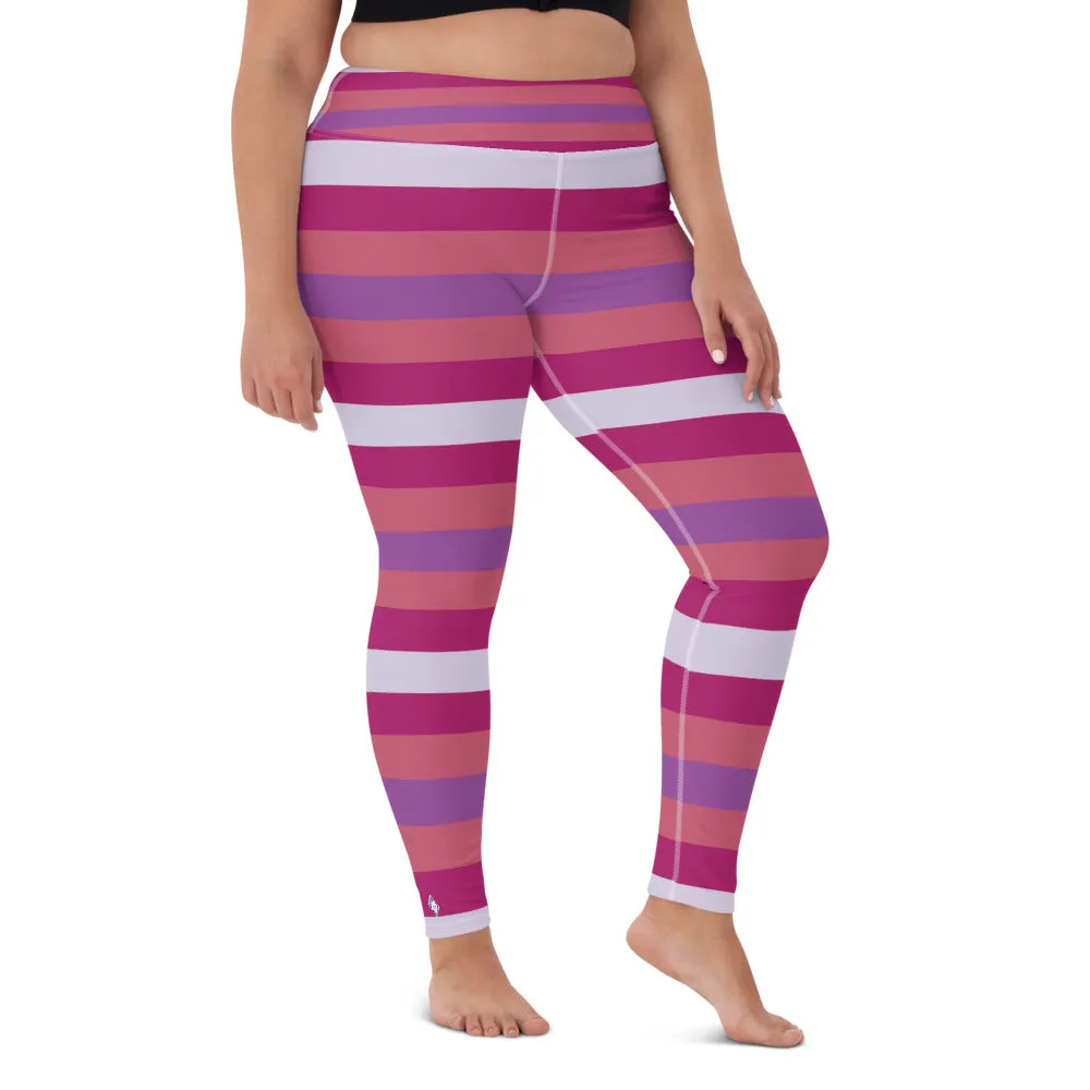 Women's High Waist Striped Mulberry Leggings Tights